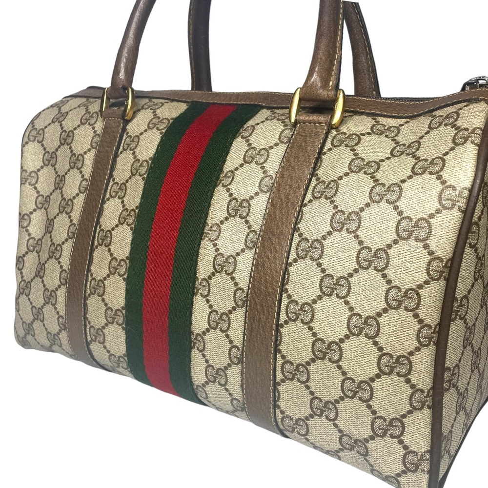 🔴SOLD🔴Gucci Boston Brown color Green & Red Web GG monogram Bag - Picture 6 of 16